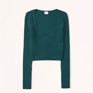 Abercrombie Green LuxeLoft Wrap Sweater Top - Small